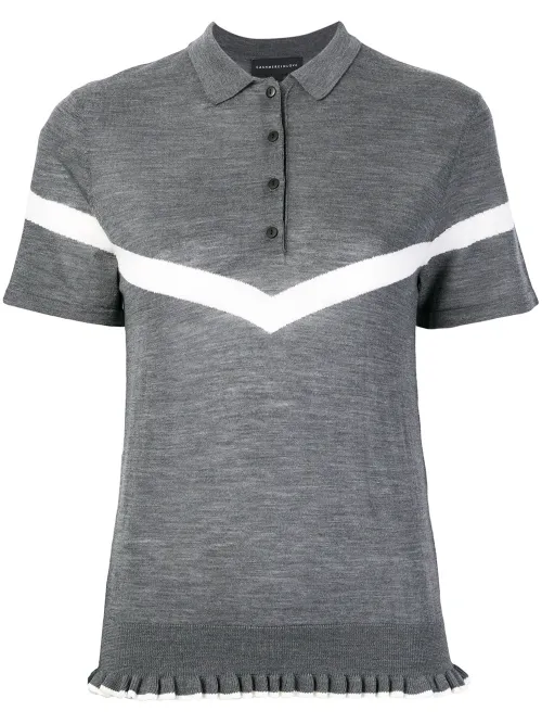 Ruffle trimming knitted polo shirt - Cashmere In Love - Modalova