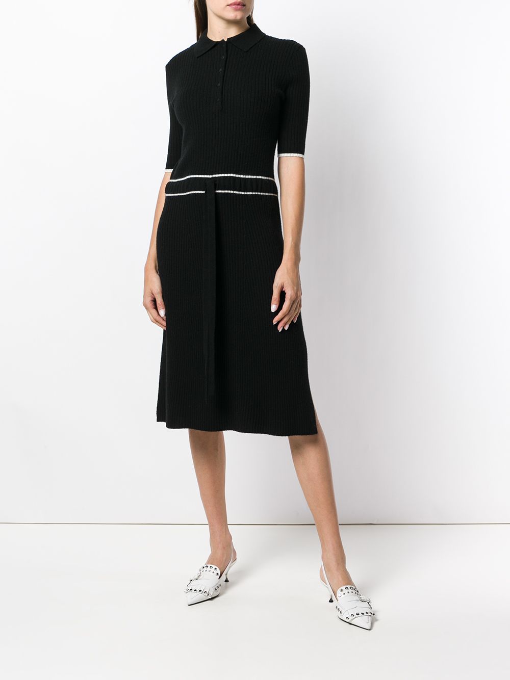 Shop Cashmere In Love Cashmere Blend Ribbed Knit Dress In Black