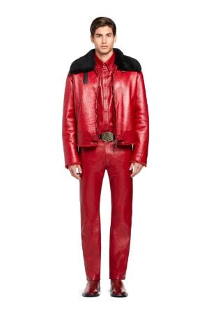 Carmine red nappa trousers