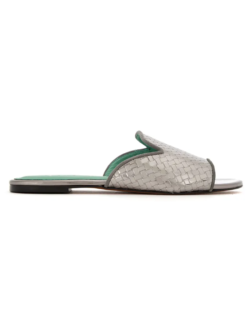 Blue Bird Shoes кожаные лакированные плетеные мюли