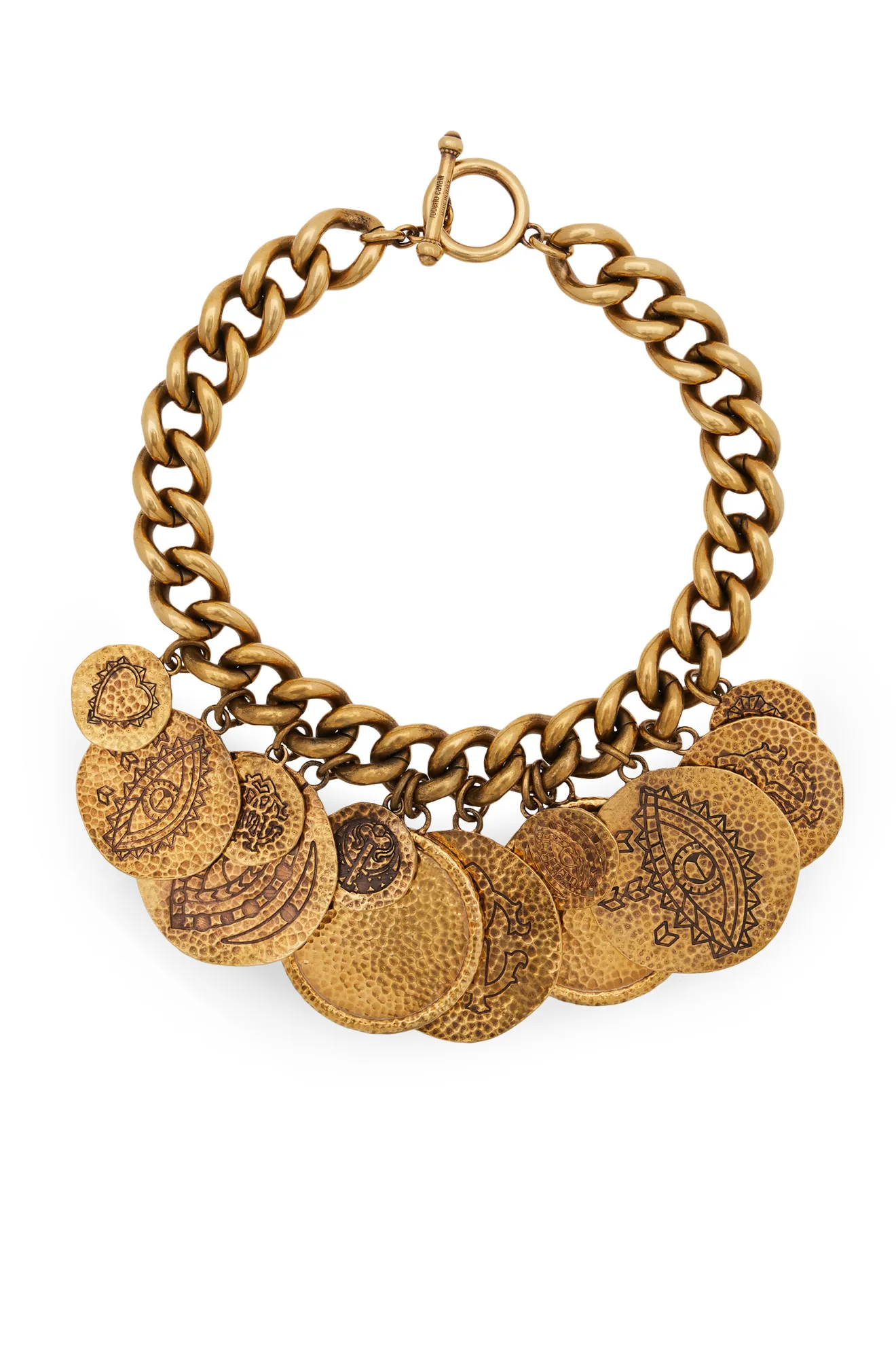 Hammered lucky coin pendant necklace 