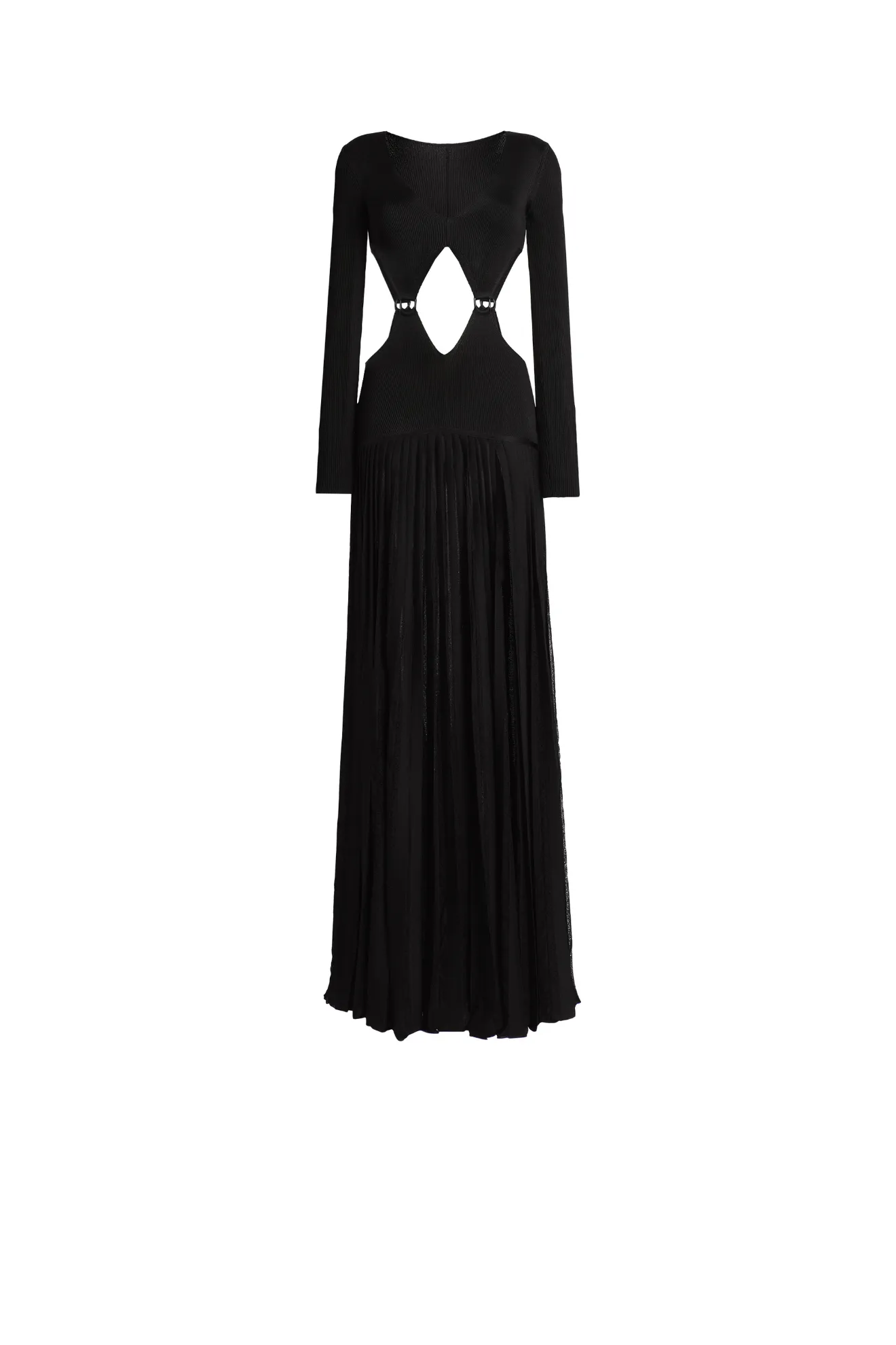 Cut out rib knit evening dress 