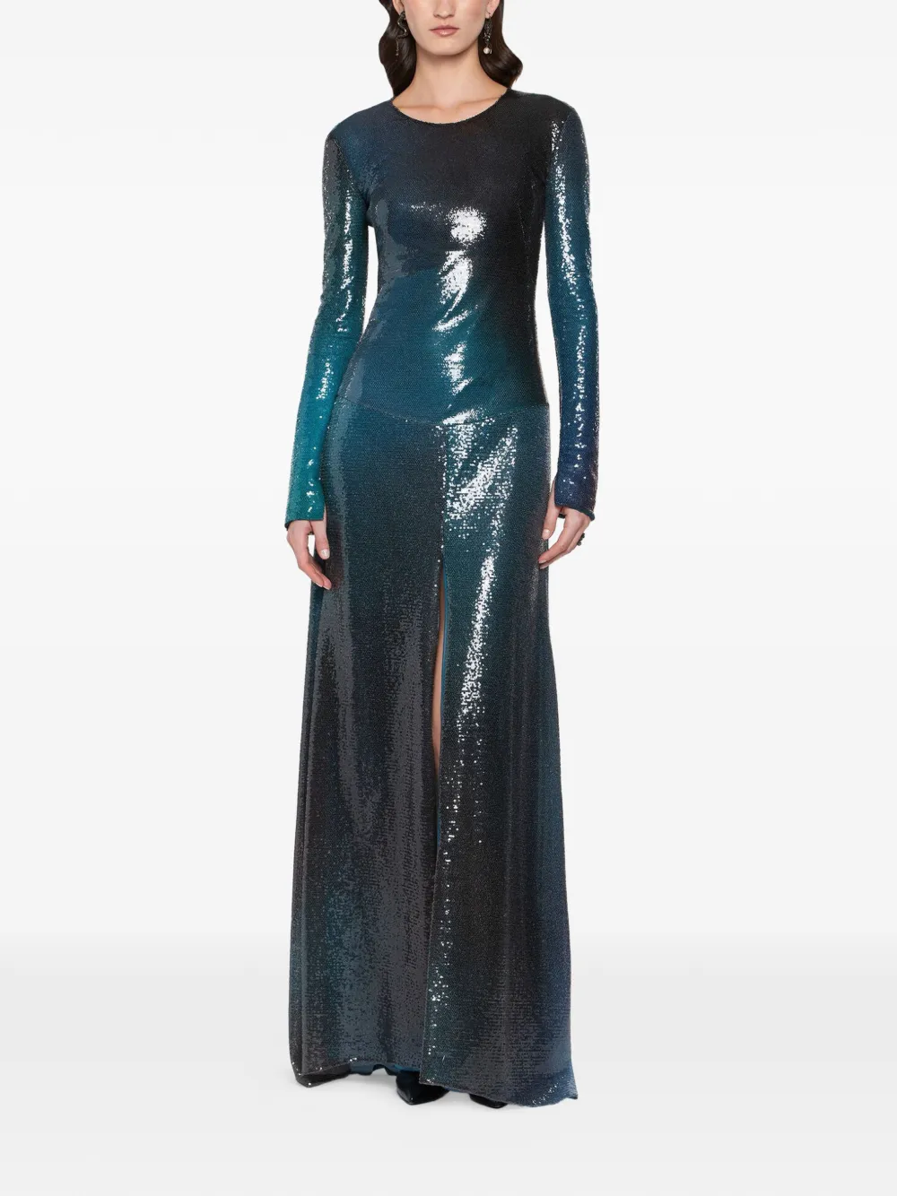 Roberto Cavalli Liquid paillettes evening dress Blauw