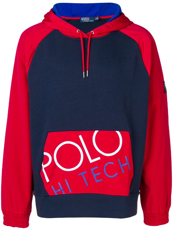 blue and red polo hoodie