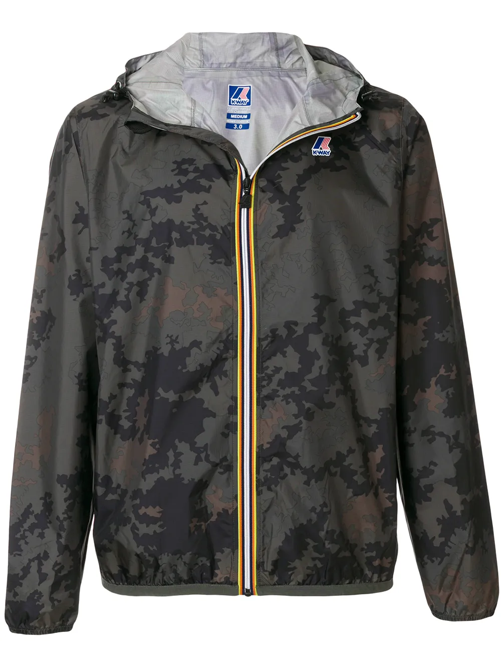 K-Way R&D camouflage contrast zip jacket | Green | Image 1