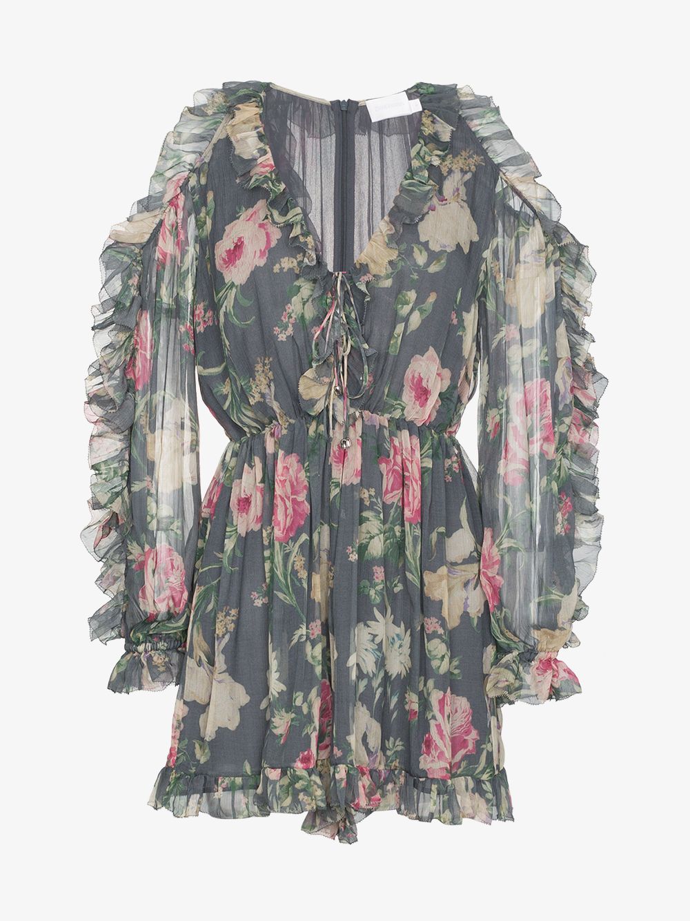 ZIMMERMANN ZIMMERMANN IRIS FLORAL PRINT SILK TIE PLAYSUIT