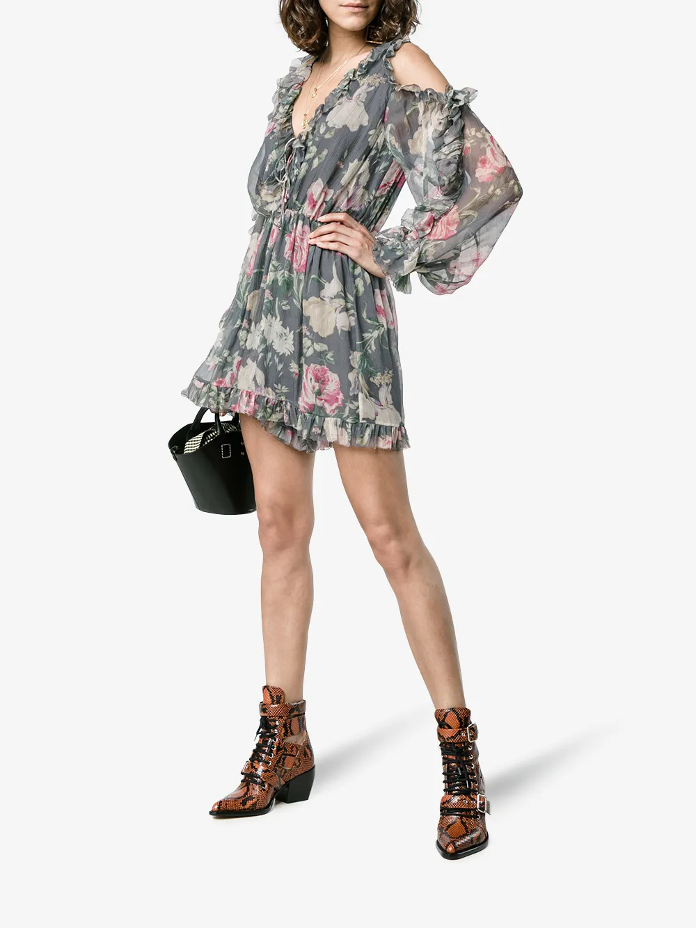 ZIMMERMANN ZIMMERMANN IRIS FLORAL PRINT SILK TIE PLAYSUIT