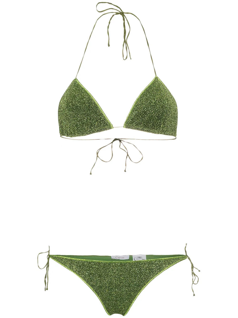 Oseree Lumiere Crystal Lace Microkini Bikini Set In Green