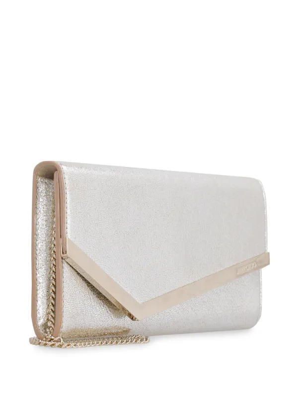 Jimmy Choo Emmie Leather Clutch Bag | Metallic | FARFETCH