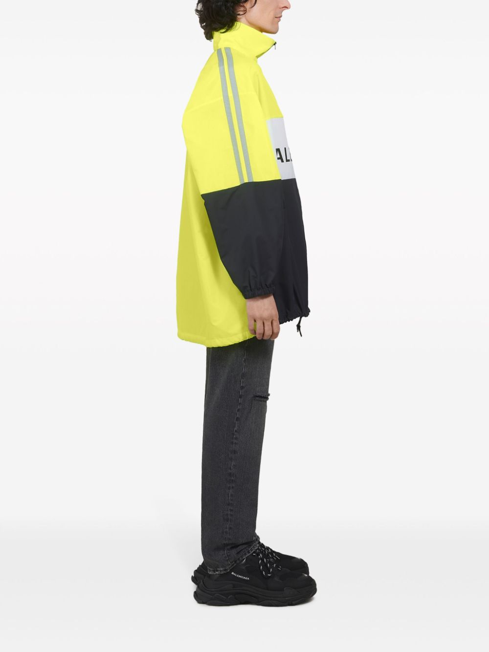 Shop Balenciaga Logo Zip Up Track Jacket In Yellow