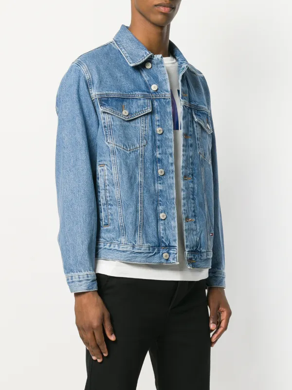 tommy hilfiger denim jacket with logo on back