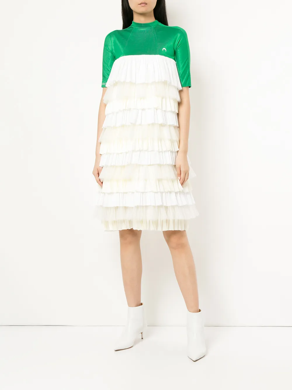 Marine Serre pleated tier color blocked dress - Veelkleurig