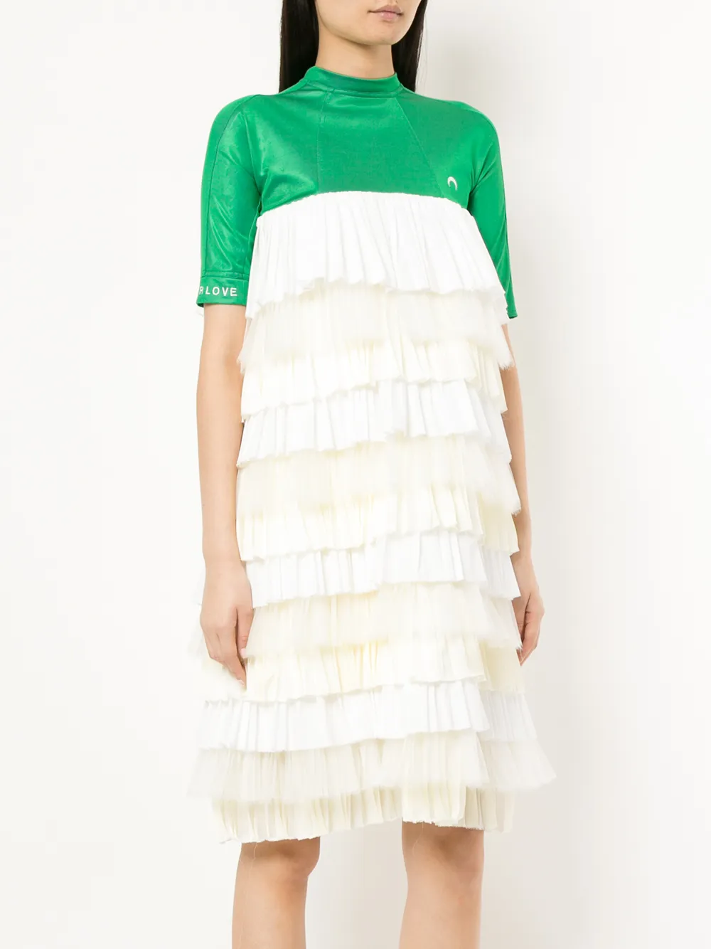 Marine Serre pleated tier color blocked dress Veelkleurig