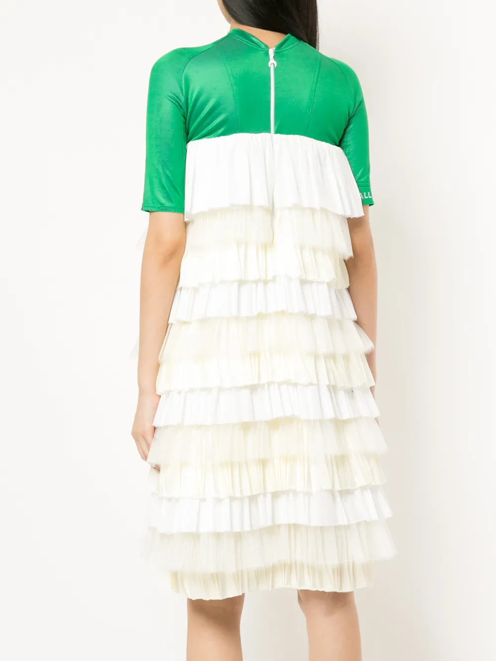 Marine Serre pleated tier color blocked dress Veelkleurig