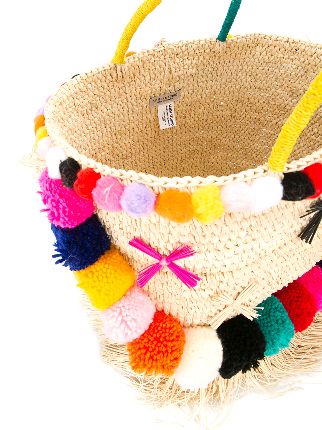 pom pom embellished woven tote展示图