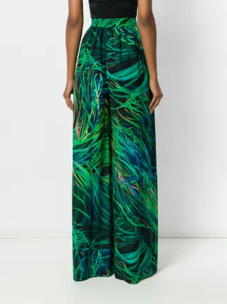 leaf print wide leg trousers展示图