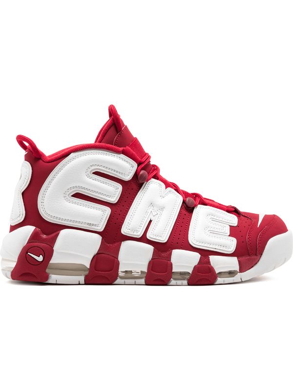 Shop red \u0026 white Supreme x Nike Air More Uptempo sneakers with Express  Delivery - Farfetch