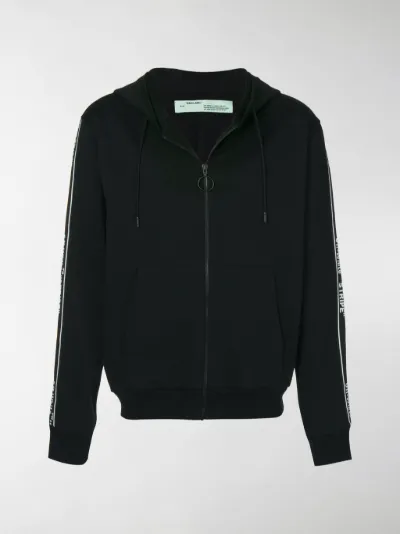 Off-White zipped stripe hoodie black 