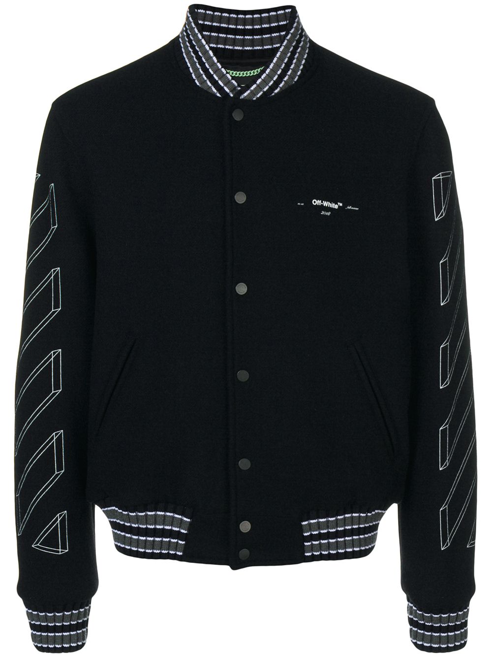 Off-white Black Diagonal 3d Line Varsity Jacket | ModeSens