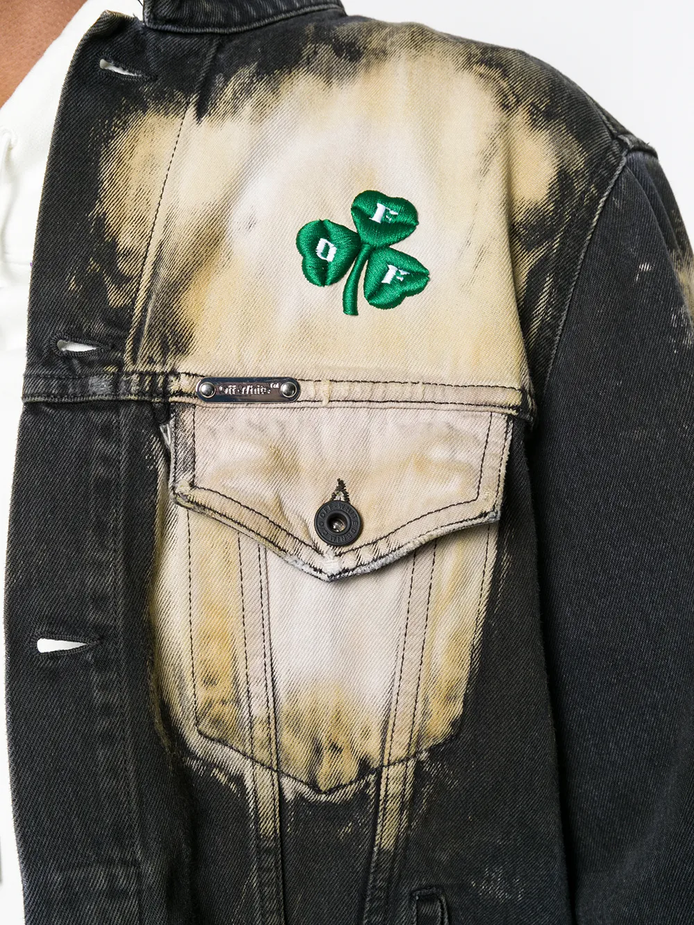 Off-White distressed bleach denim jacket Grijs