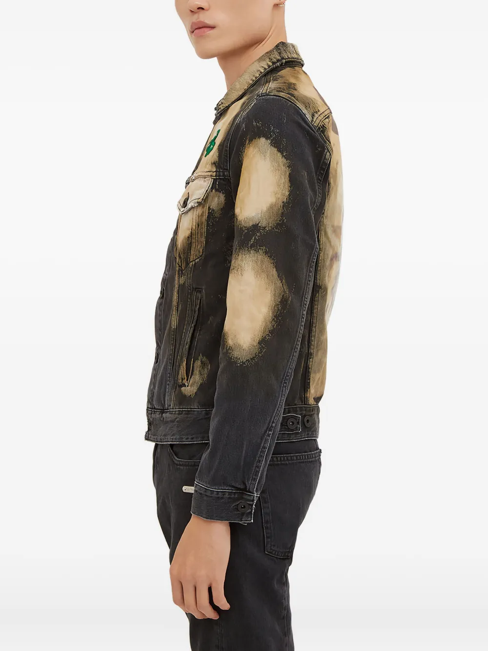 Off-White distressed bleach denim jacket Grijs