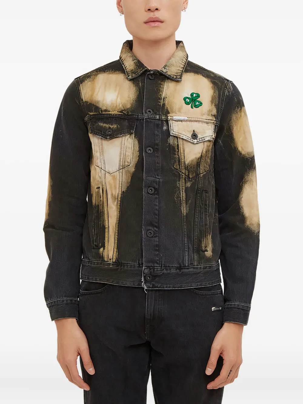 Off-White ブリーチ デニムジャケット - グレー Off-White ブリーチ デニムジャケット - グレー