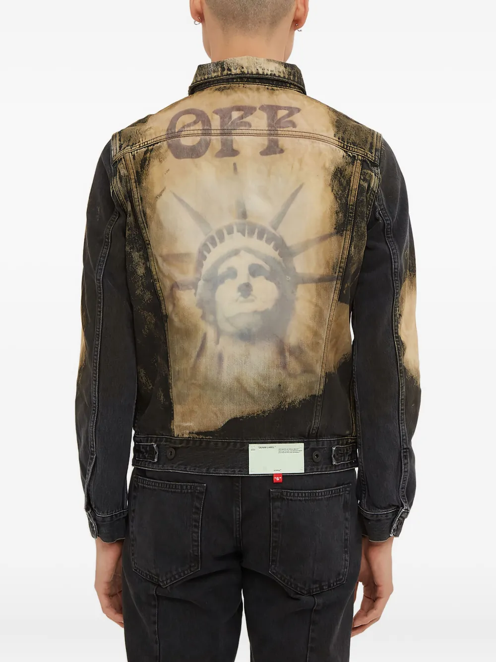 Off-White distressed bleach denim jacket Grijs
