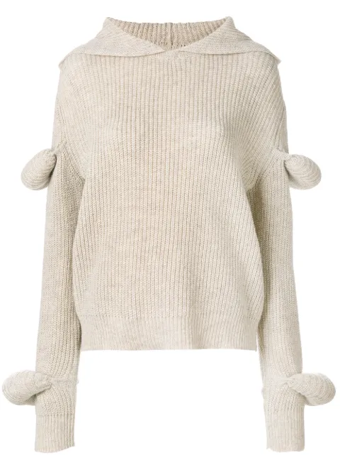 JW Anderson desert rib-knit hoodie with puff sleeves