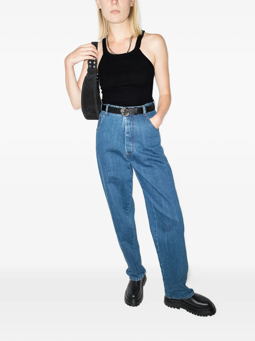  Re/done Geripptes Tanktop   Schwarz 