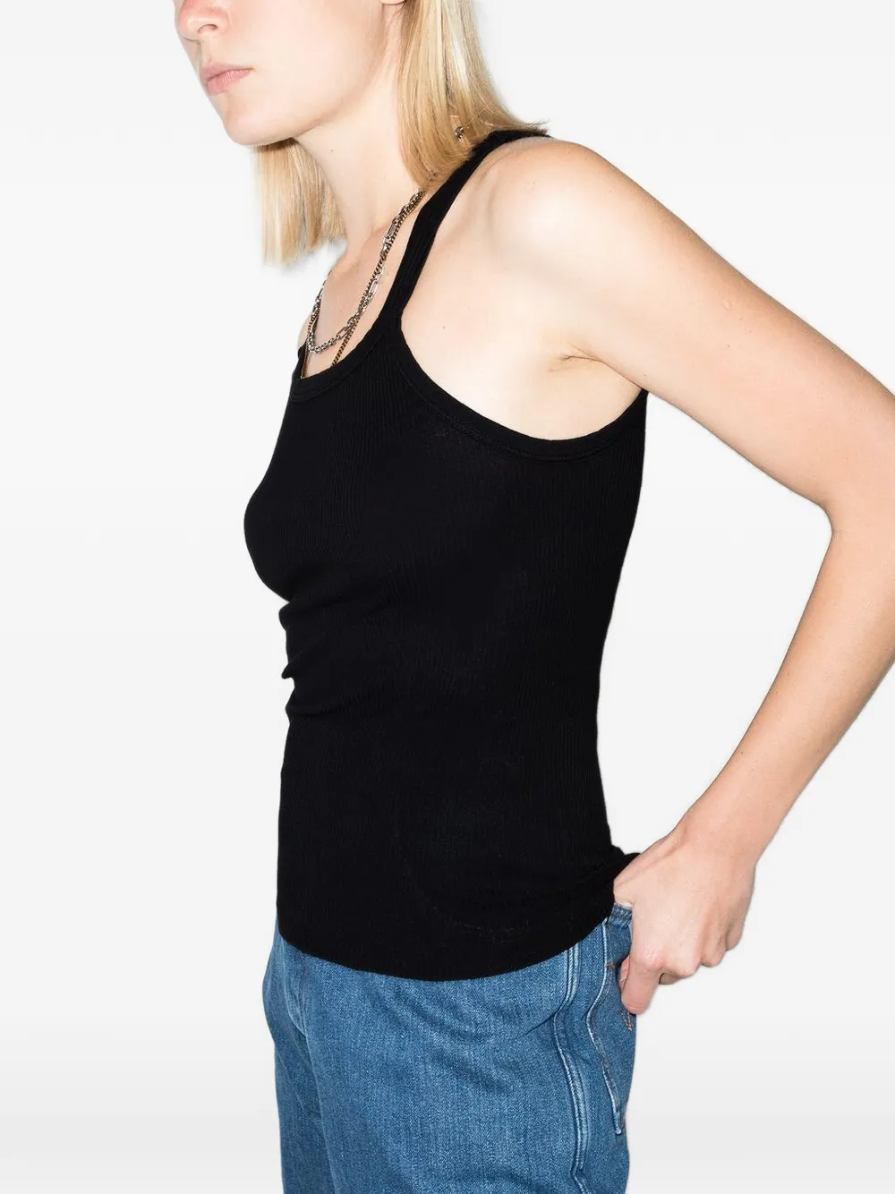  Re/done Geripptes Tanktop   Schwarz 