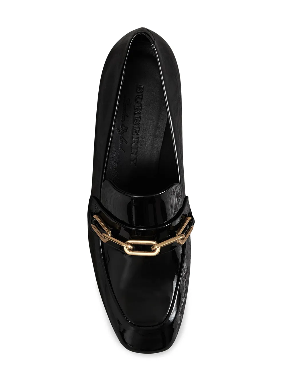 Burberry link detail hot sale patent leather loafers