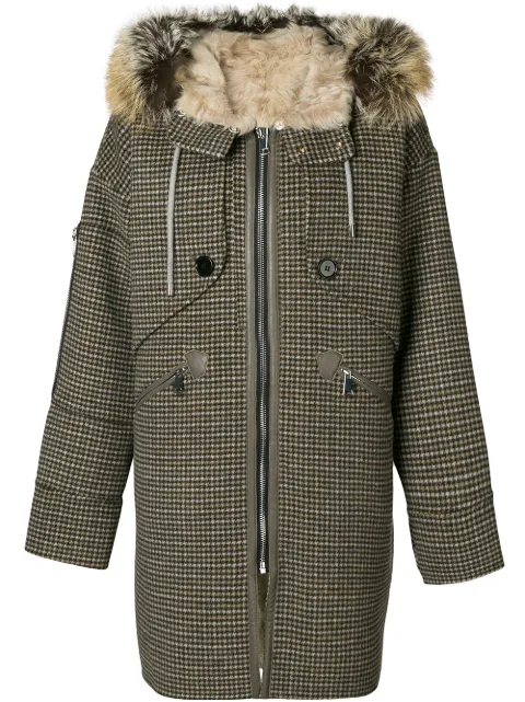 Liska houndstooth print hooded coat