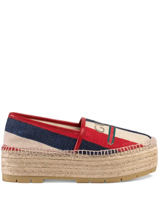 gucci logo sylvie canvas espadrille