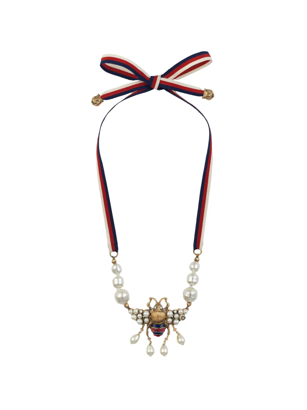Bee necklace with crystals and pearls 