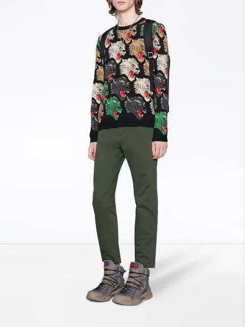 GUCCI PANTHER FACE WOOL SWEATER