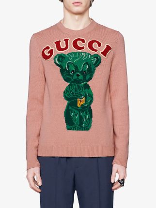 gucci green bear sweater