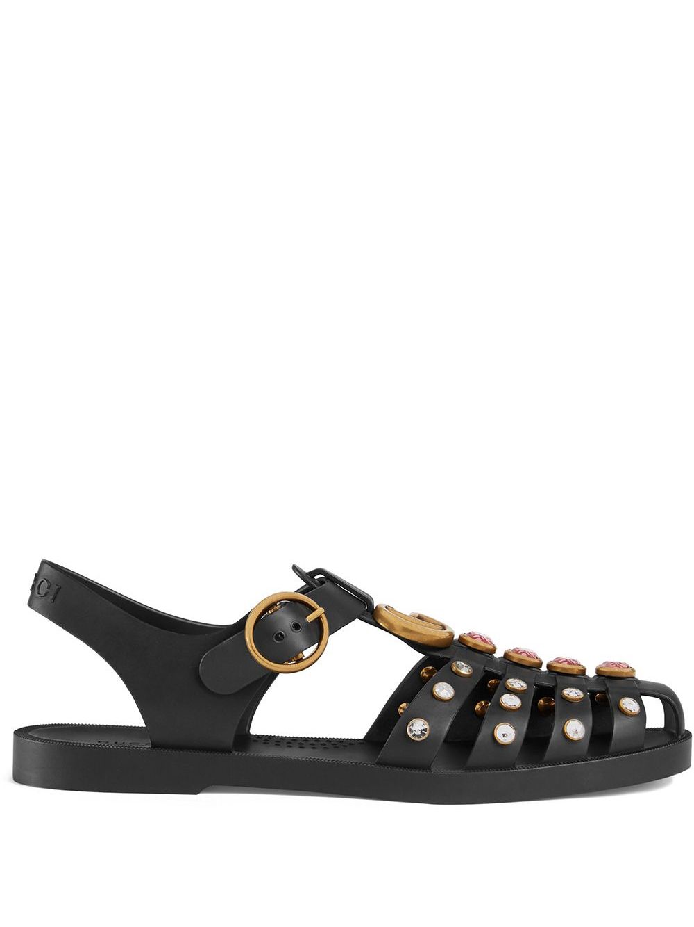 Gucci Rubber Sandal With Crystals - Farfetch