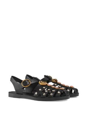 gucci rubber sandals with crystals