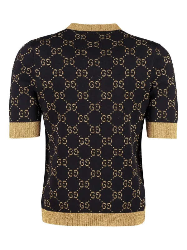GUCCI◆トップス/M/ウール/GRY Gucci GG Supreme Lurex Cotton Top | Blue | FARFETCH AO