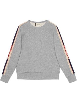 cotton sweatshirt with gucci stripe