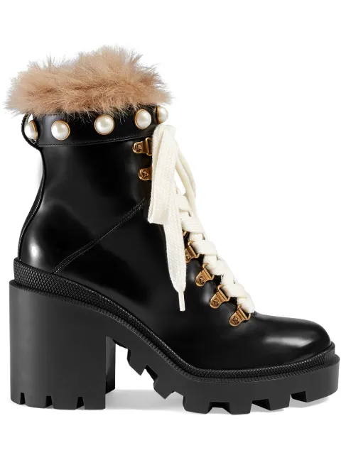 gucci combat boots with pearls