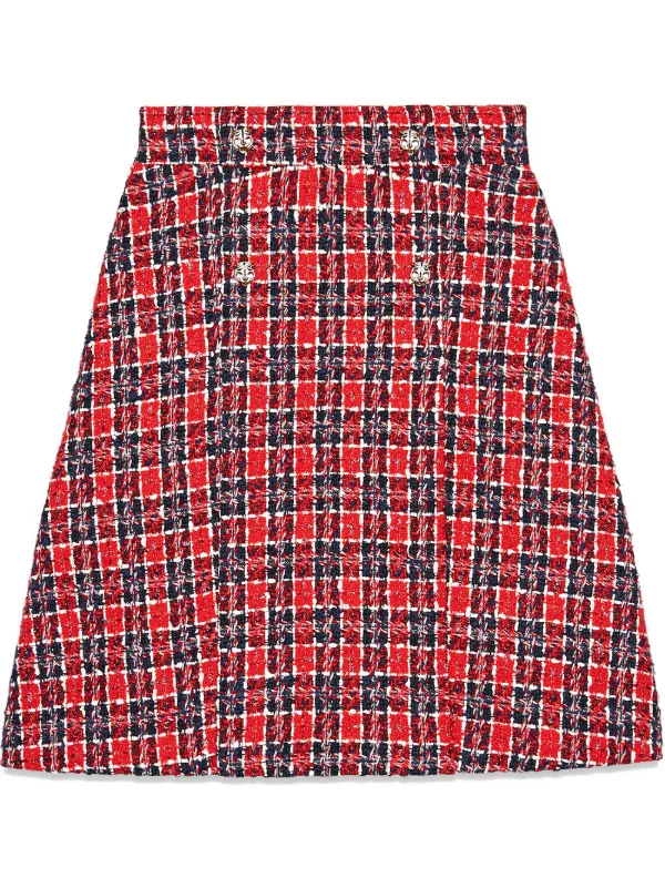 tweed check skirt