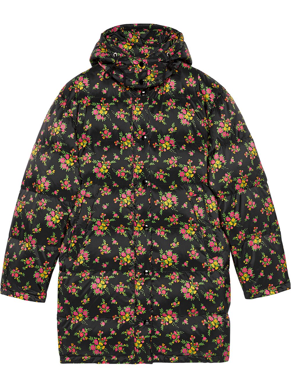 фото Gucci куртка-пуховик с цветочным принтом