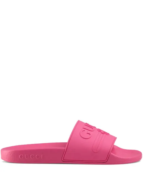 gucci logo rubber slide sandal pink