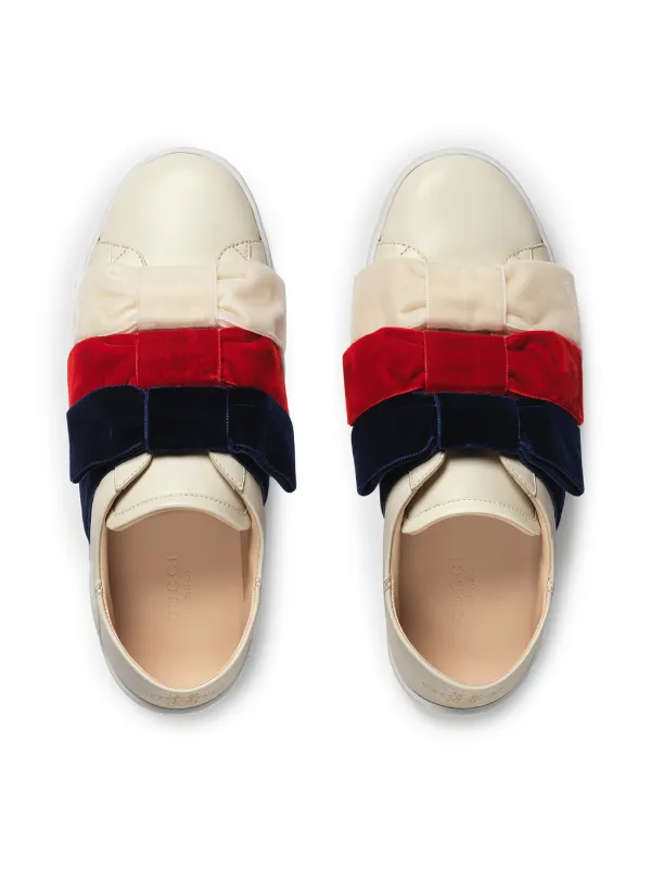 gucci velvet bow sneakers