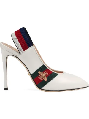 Women S Pumps Farfetch Uk Leather Web Slingback Pump