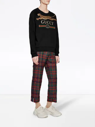 gucci logo sweatshirt with leopard