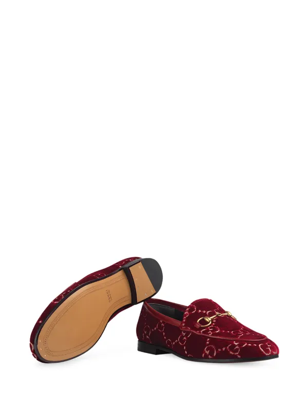 gucci red velvet loafers