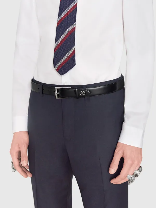 leather belt with gg detail