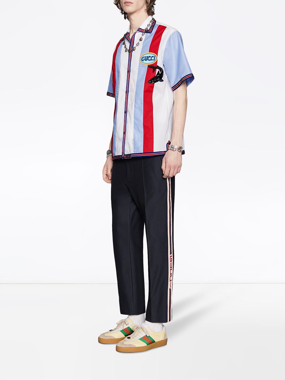 Shop Gucci Jogging Pant With  Stripe In Blue
